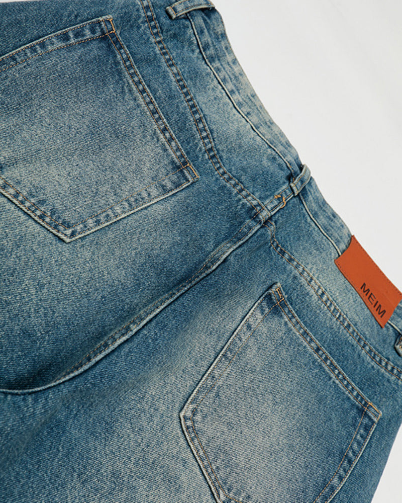 Faded distressed jeans