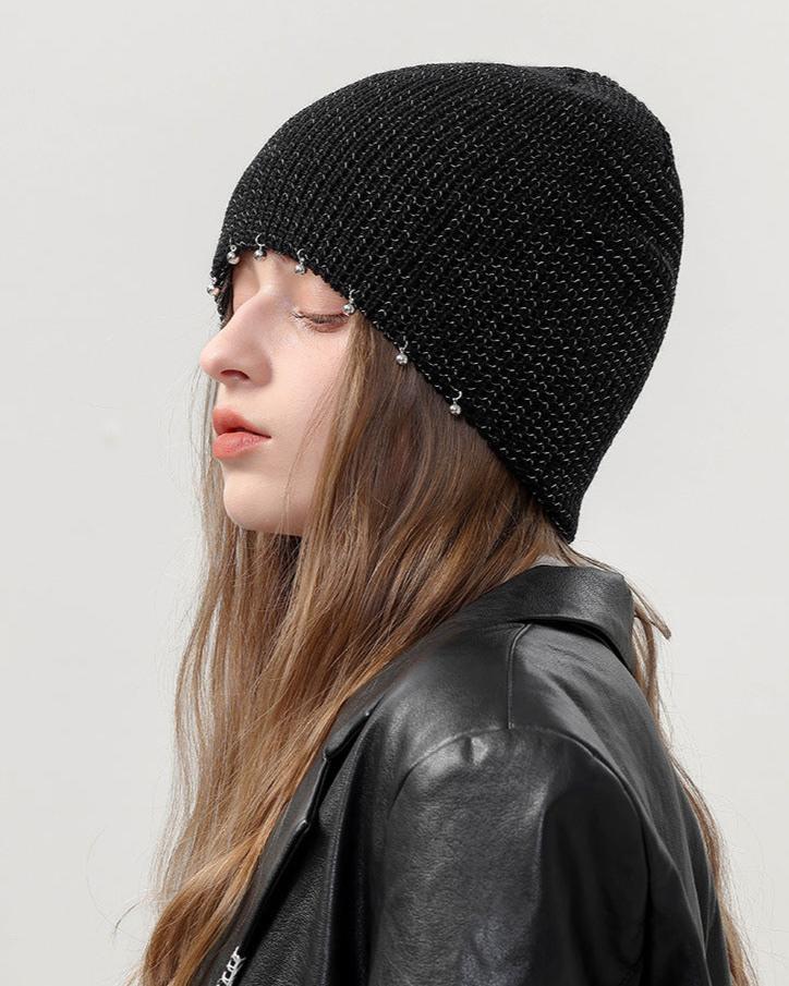 Knitted beaded toe cap