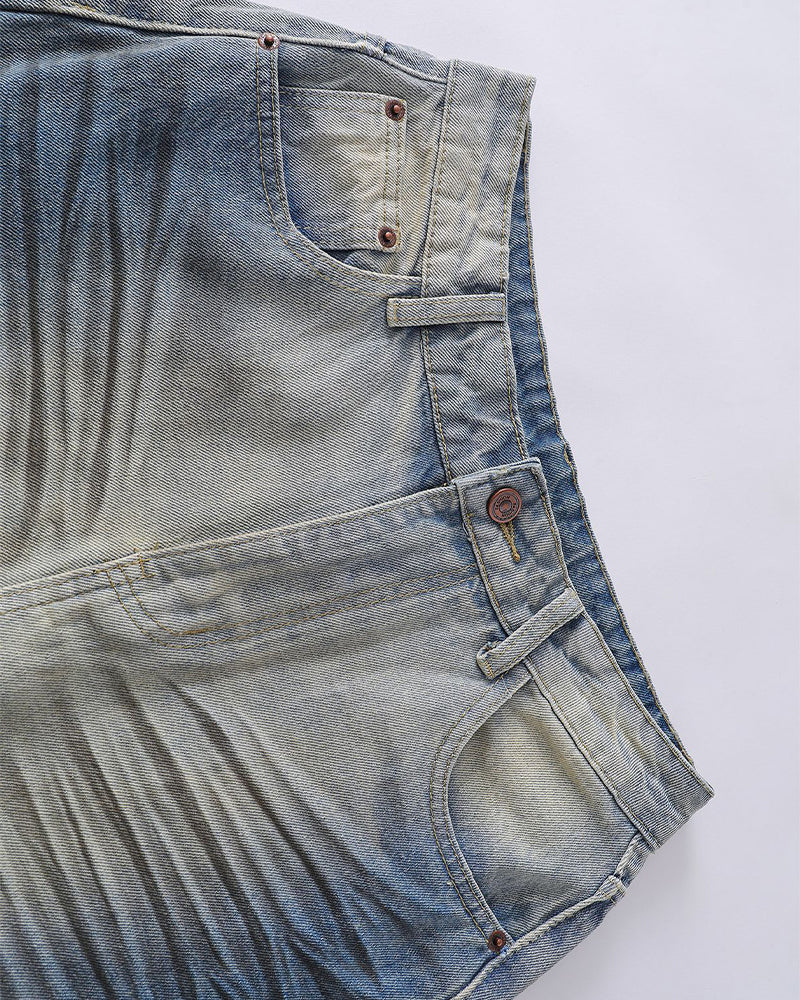 Washed straight jeans