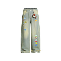 Fun straight-leg denim pants