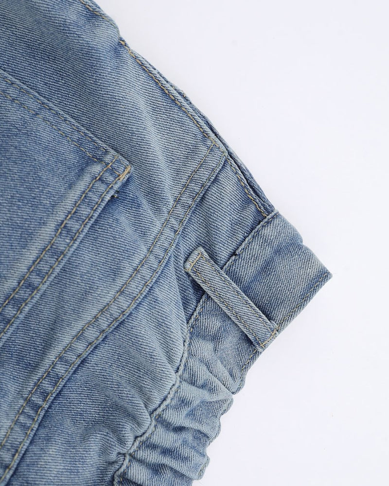 Washed Simple Denim Pants