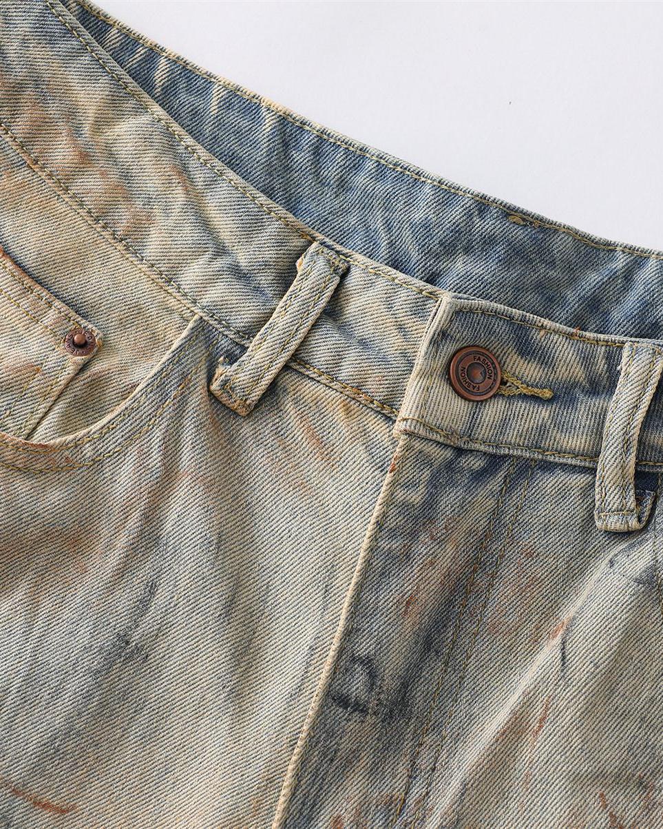 Washed distressed jeans