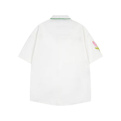 Plant embroidery short-sleeved shirt