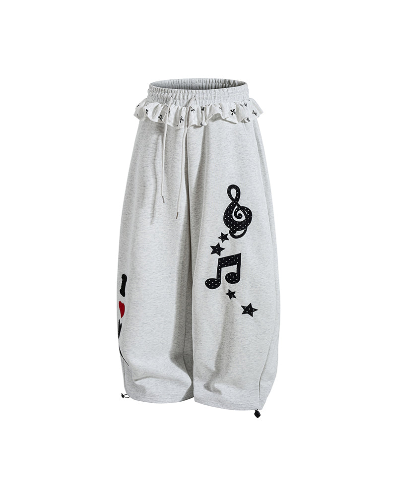 Retro patchwork curved trousers