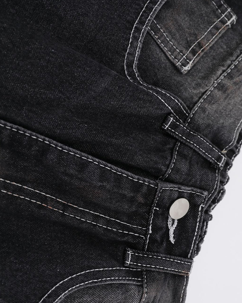 Washed straight jeans