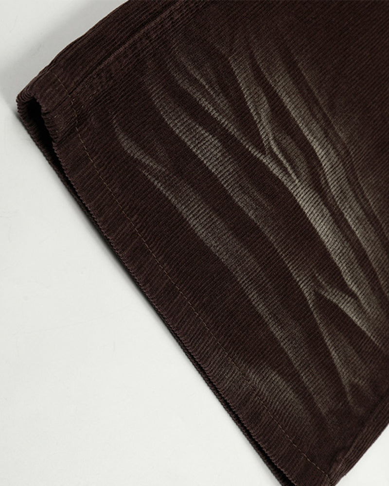 Corduroy Distressed Straight-Leg Pants