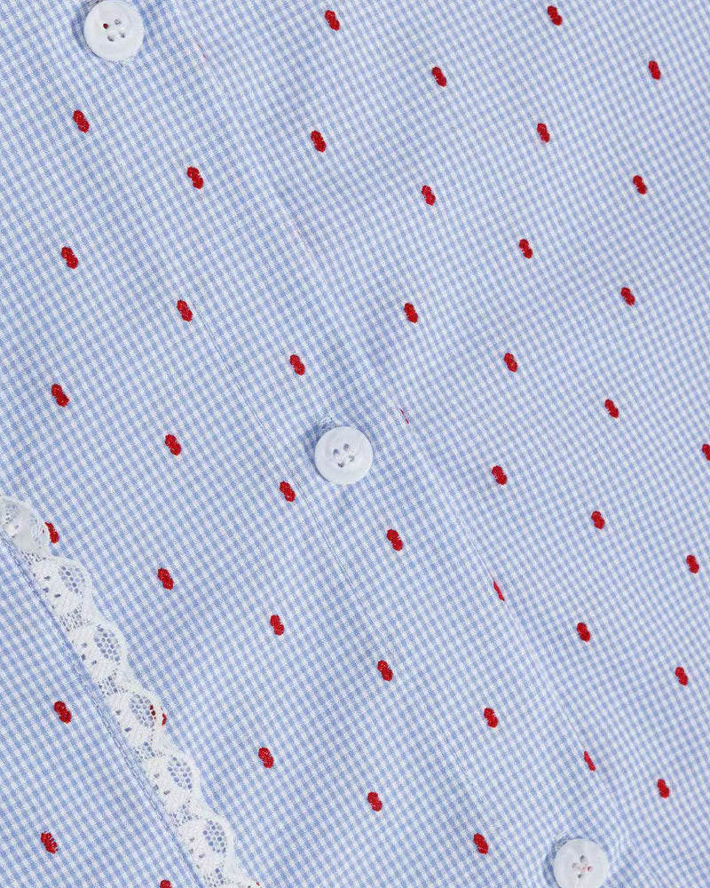 Cat Embroidered Short-Sleeve Shirt