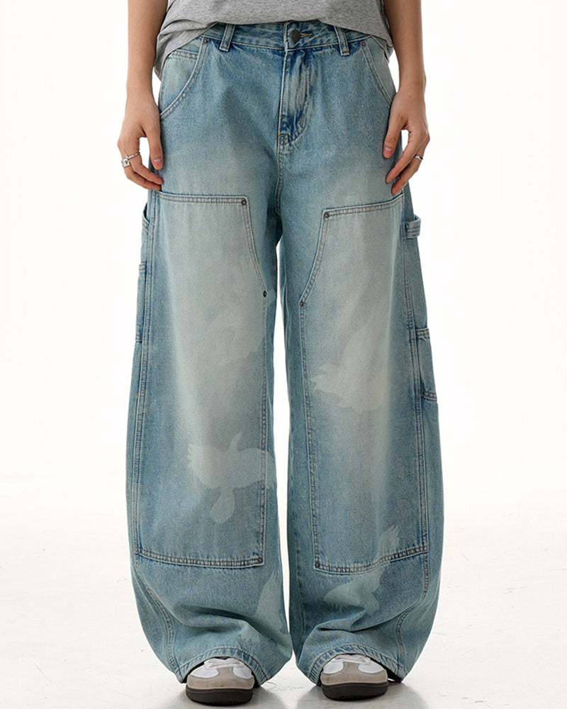 Washed straight jeans