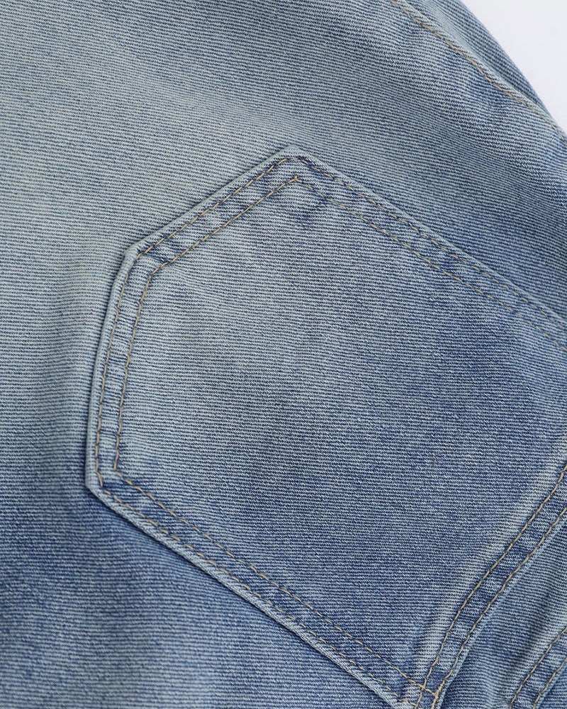 Washed Simple Denim Pants