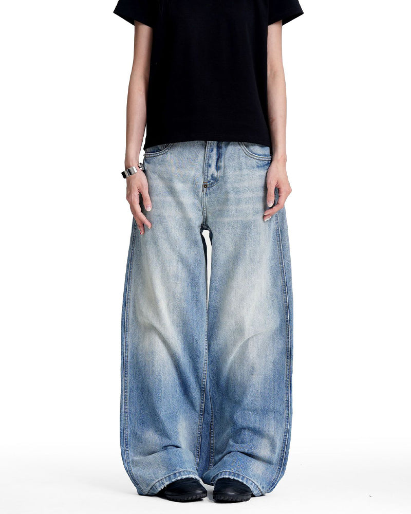 Retro washed straight leg jeans
