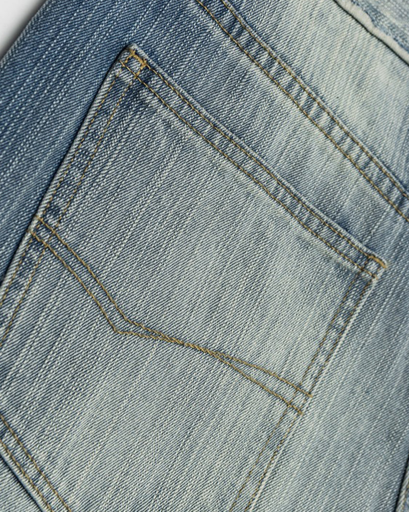 Distressed straight jeans