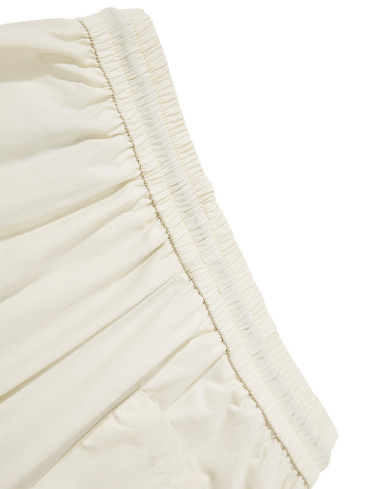 Lace color-blocked striped trousers