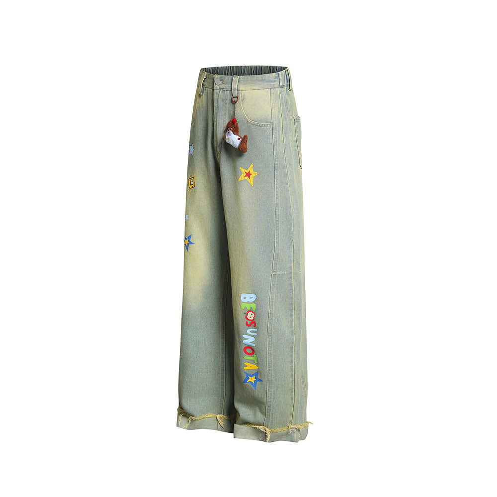 Fun straight-leg denim pants