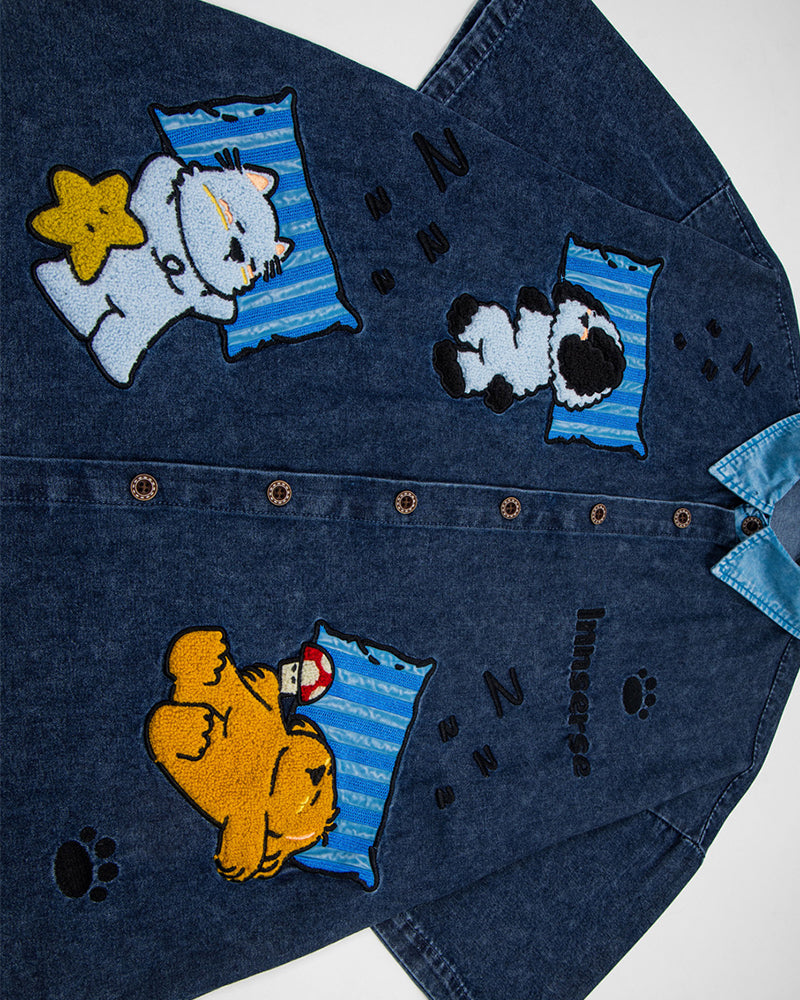 Cartoon Embroidered Short-Sleeve Shirt