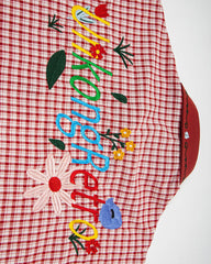 Embroidered color-blocked short-sleeved shirt