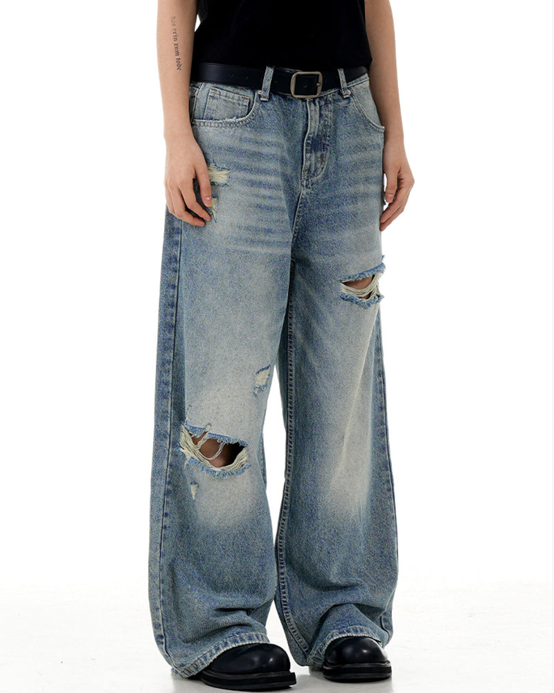Washed straight leg trousers