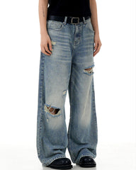 Washed straight leg trousers