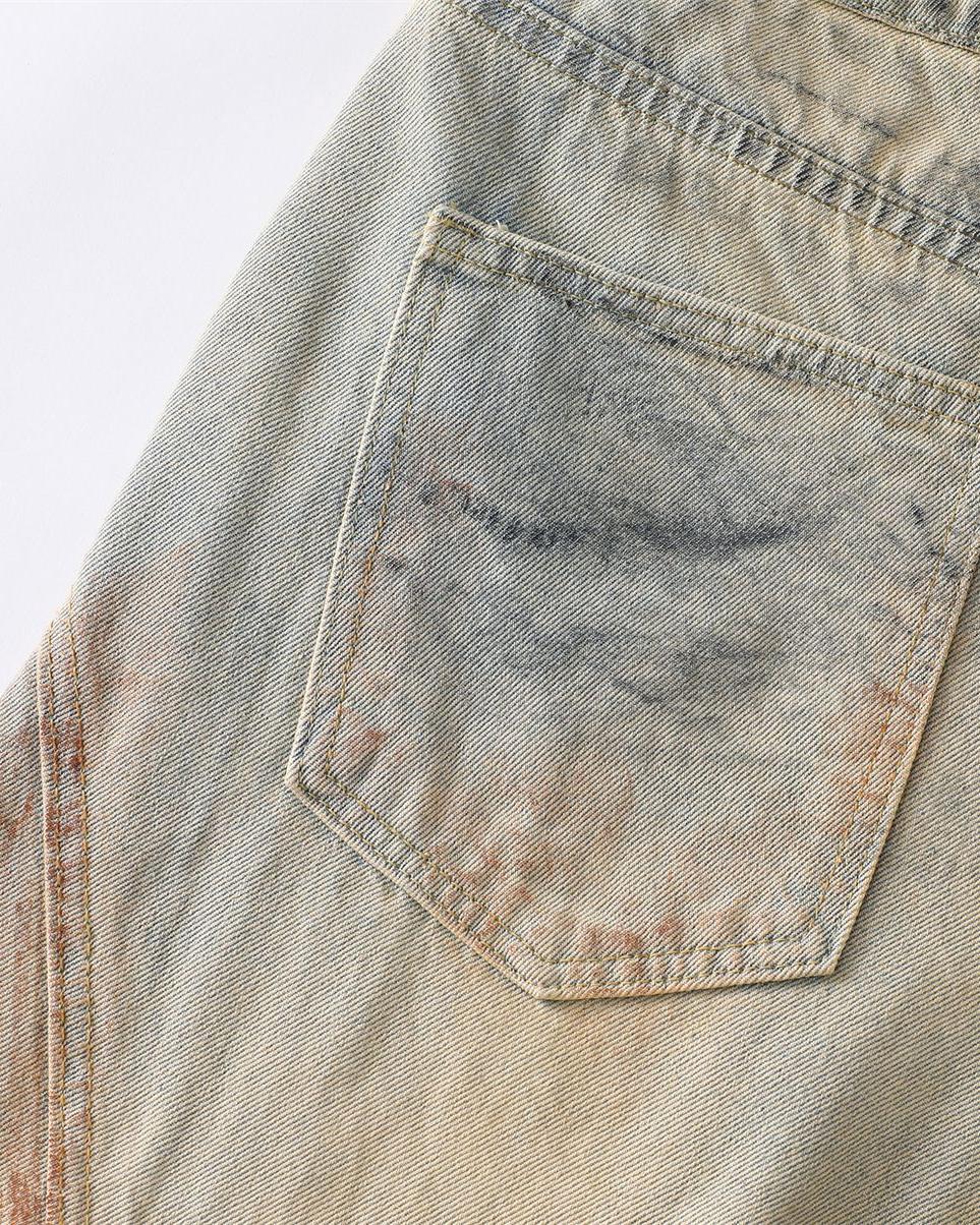 Washed distressed jeans