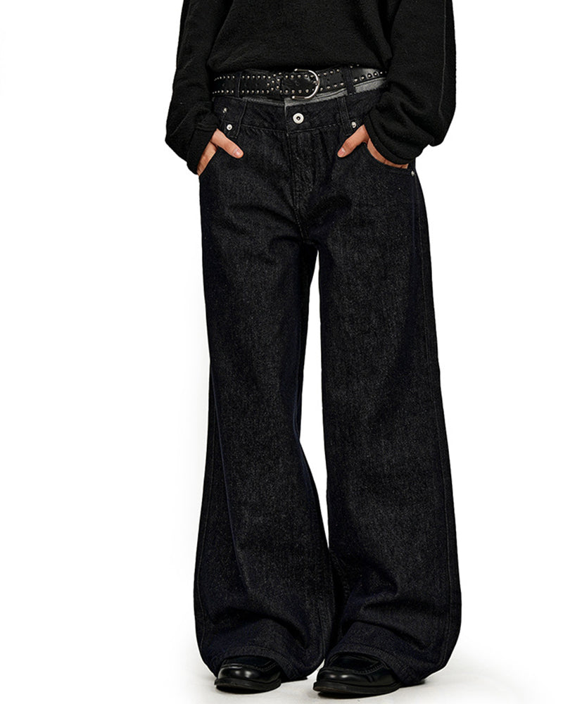 Faux two-piece casual trousers