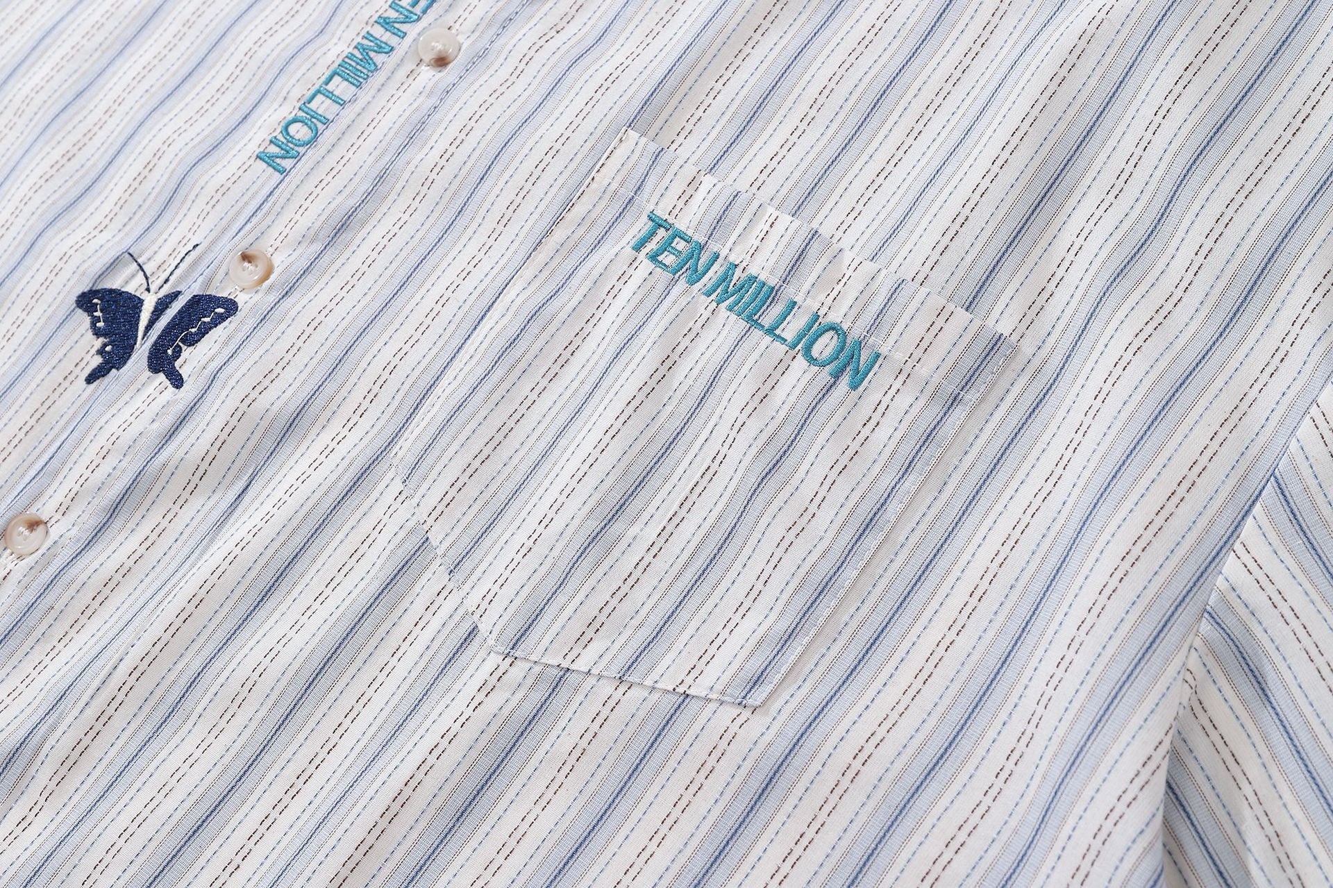 Fun embroidered striped short sleeves