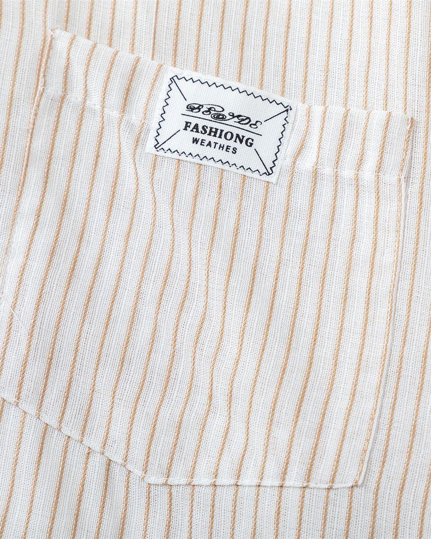 Simple vertical striped short-sleeved shirt