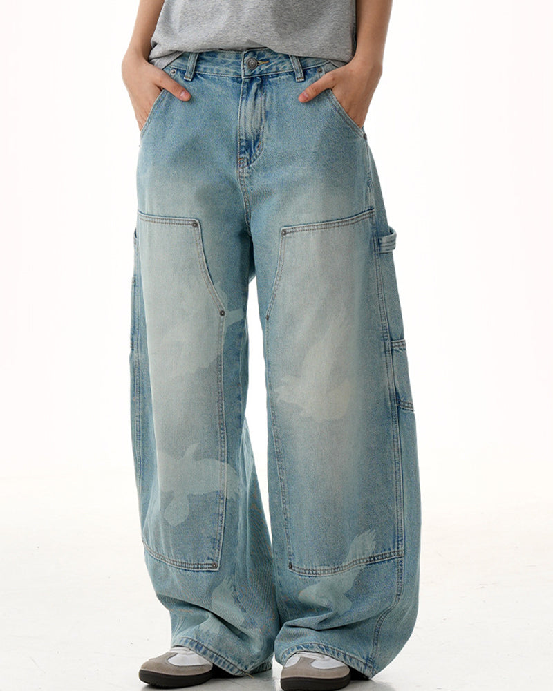 Washed straight jeans