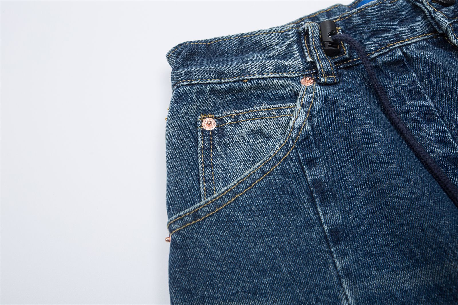 Vintage washed denim trousers
