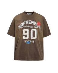 Embroidered distressed short-sleeved shirt