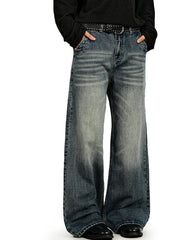 Distressed straight-leg trousers