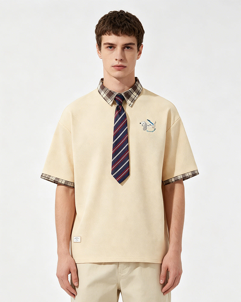 Vintage detachable tie short sleeves
