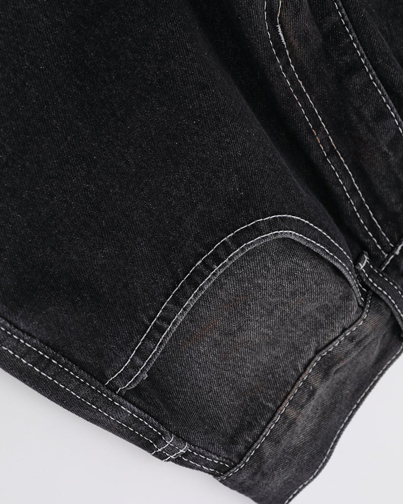 Washed straight jeans