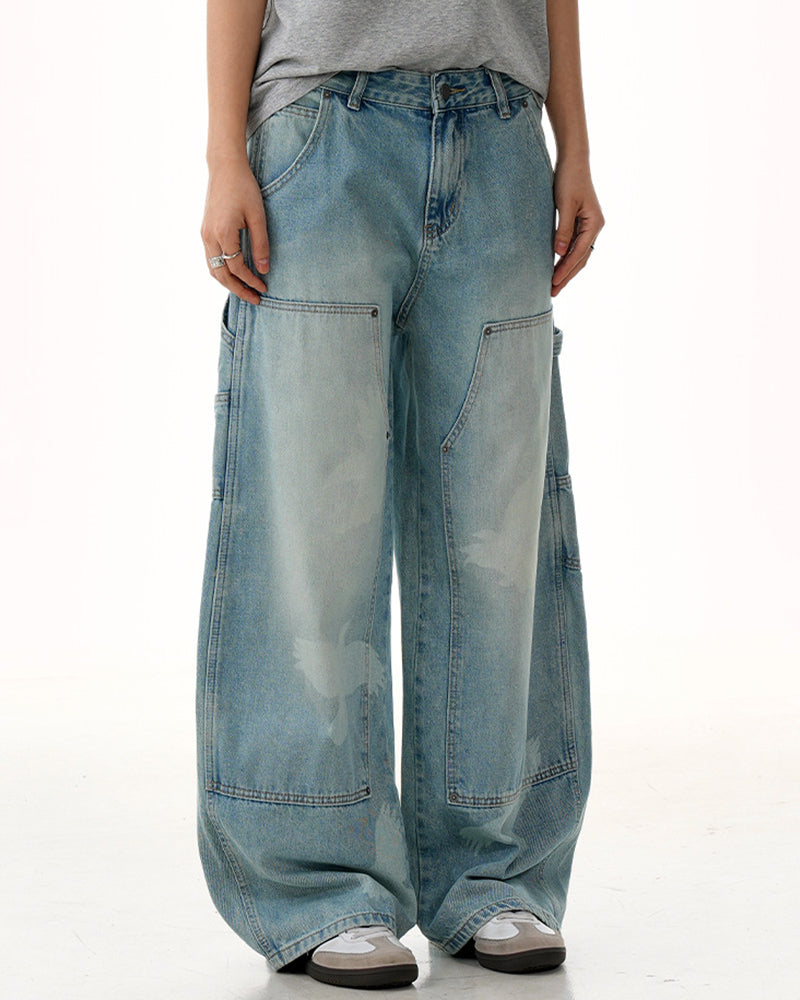 Washed straight jeans