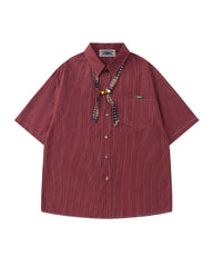Retro striped short-sleeved shirt