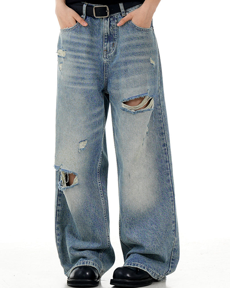 Washed straight leg trousers