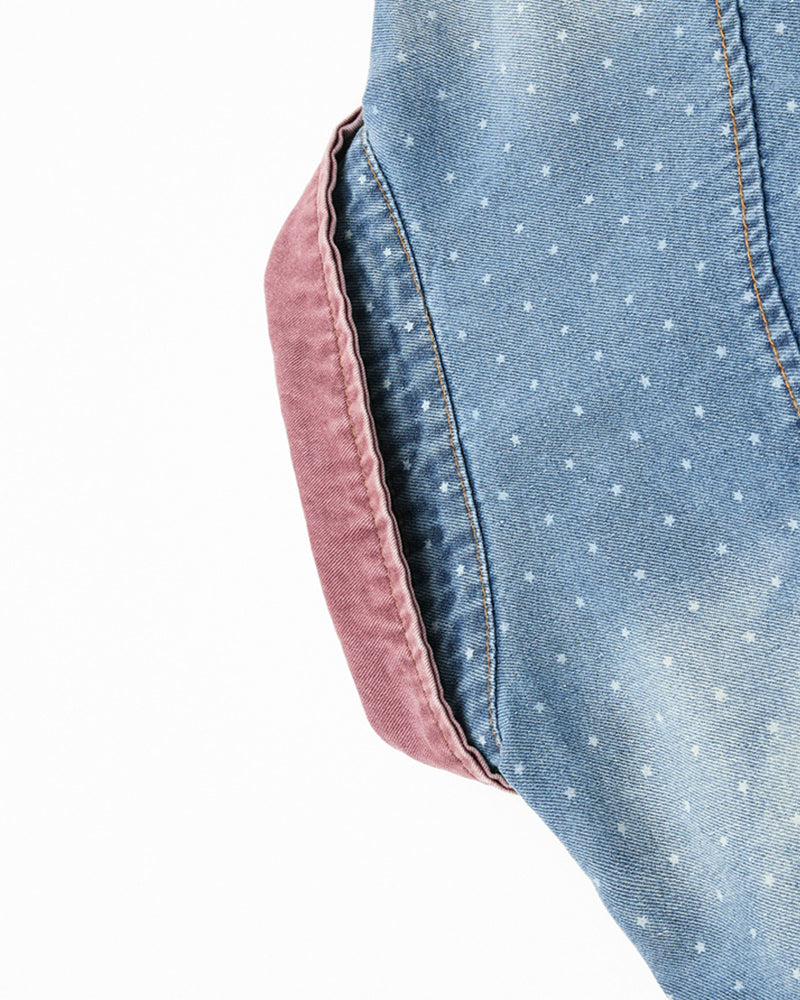 Washed polka dot short-sleeved shirt