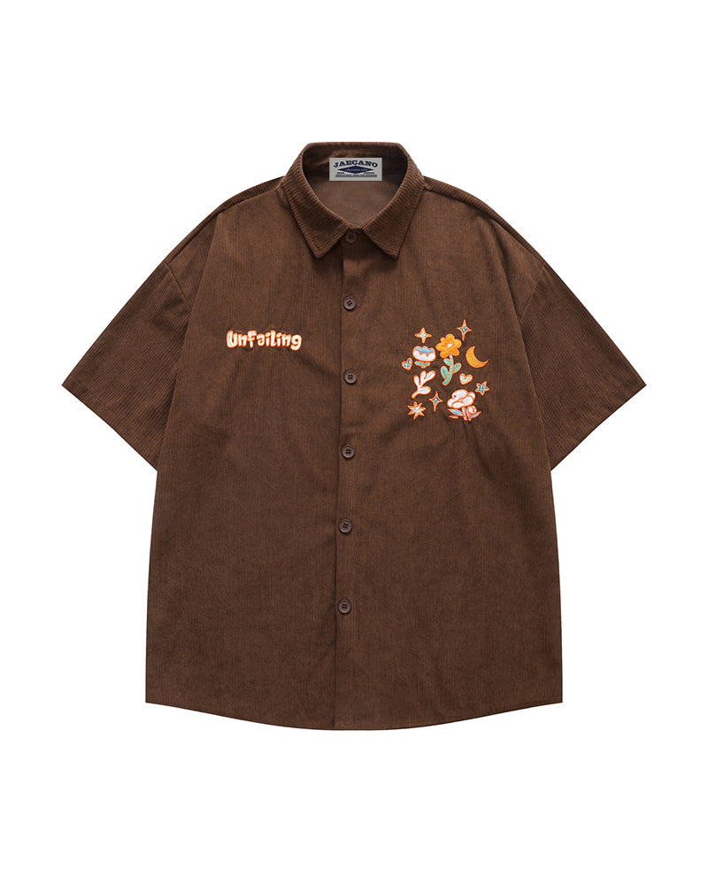 Retro floral short-sleeved shirt