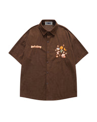 Retro floral short-sleeved shirt