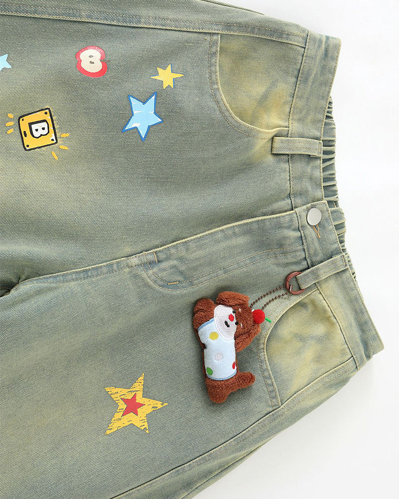 Fun straight-leg denim pants