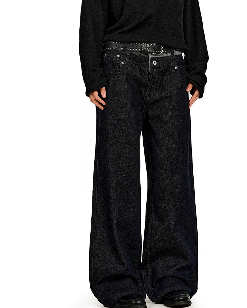 Faux two-piece casual trousers