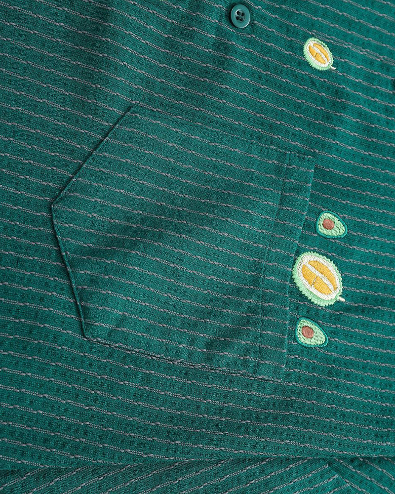 embroidered striped short-sleeved shirt