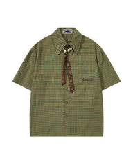 Retro plaid short-sleeved shirt