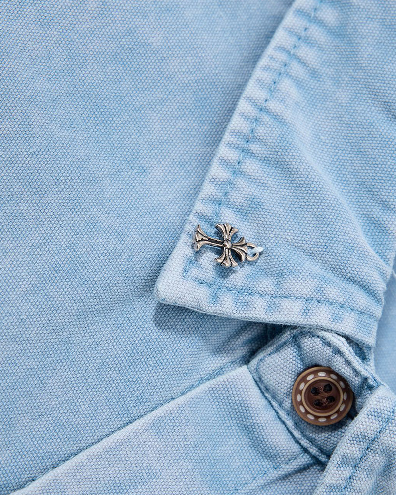 Retro embroidered short-sleeved shirt