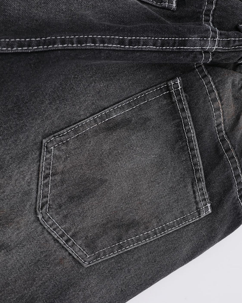 Washed straight jeans