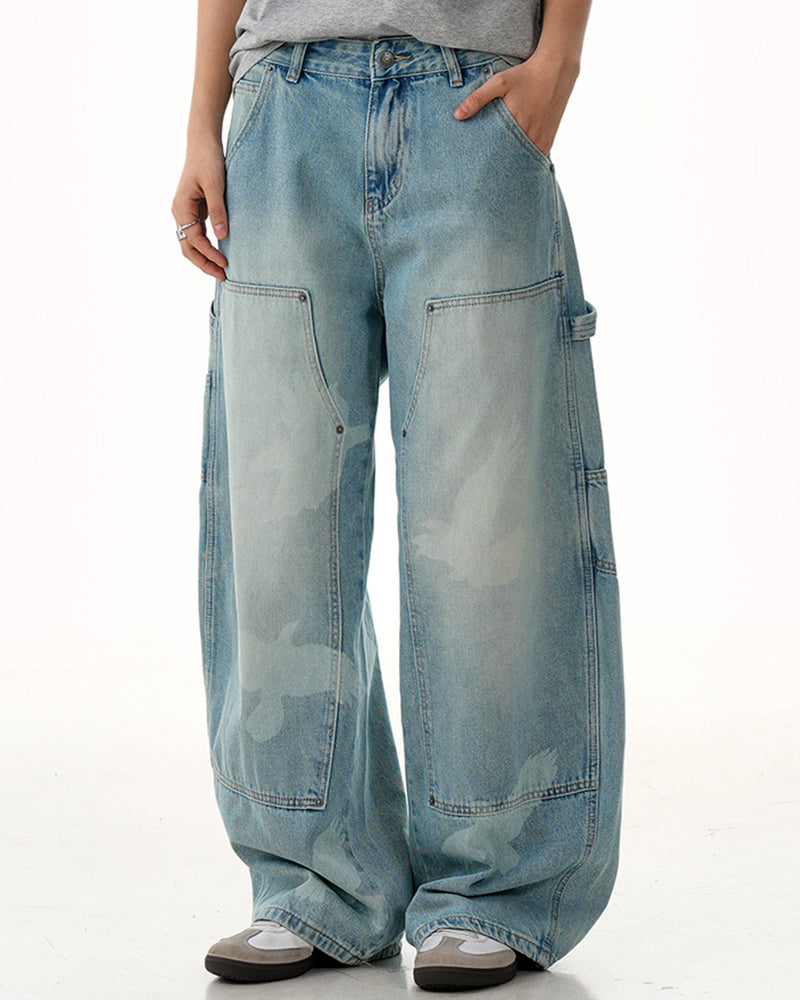 Washed straight jeans