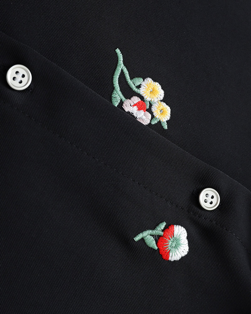 Floral Embroidery Short-Sleeve Shirt