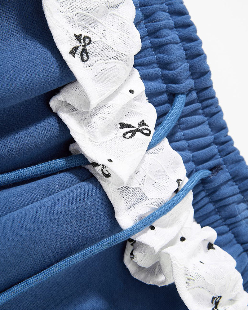 Retro patchwork curved trousers