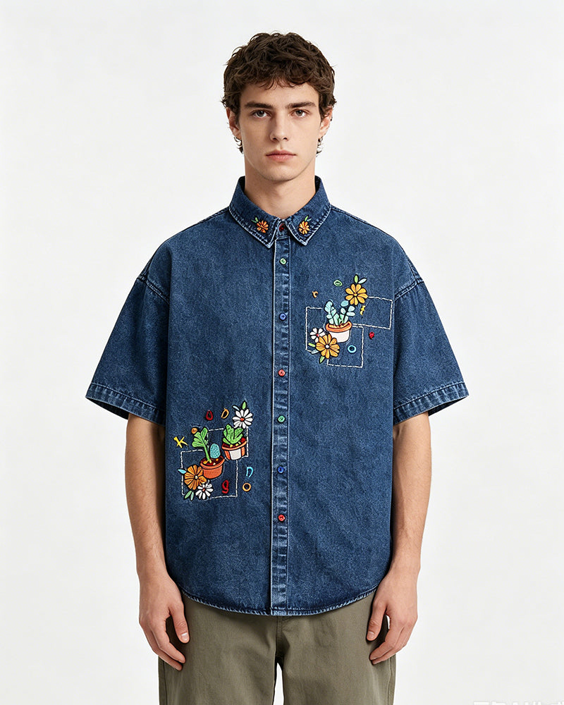 Floral short-sleeved shirt