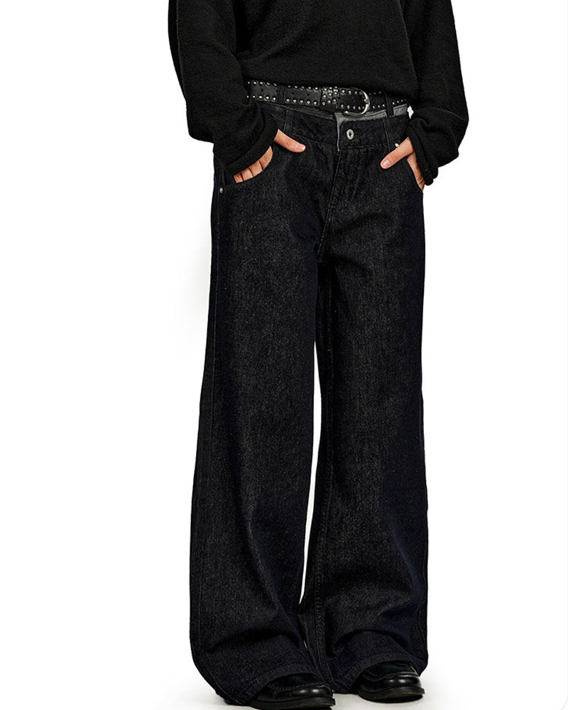 Faux two-piece casual trousers