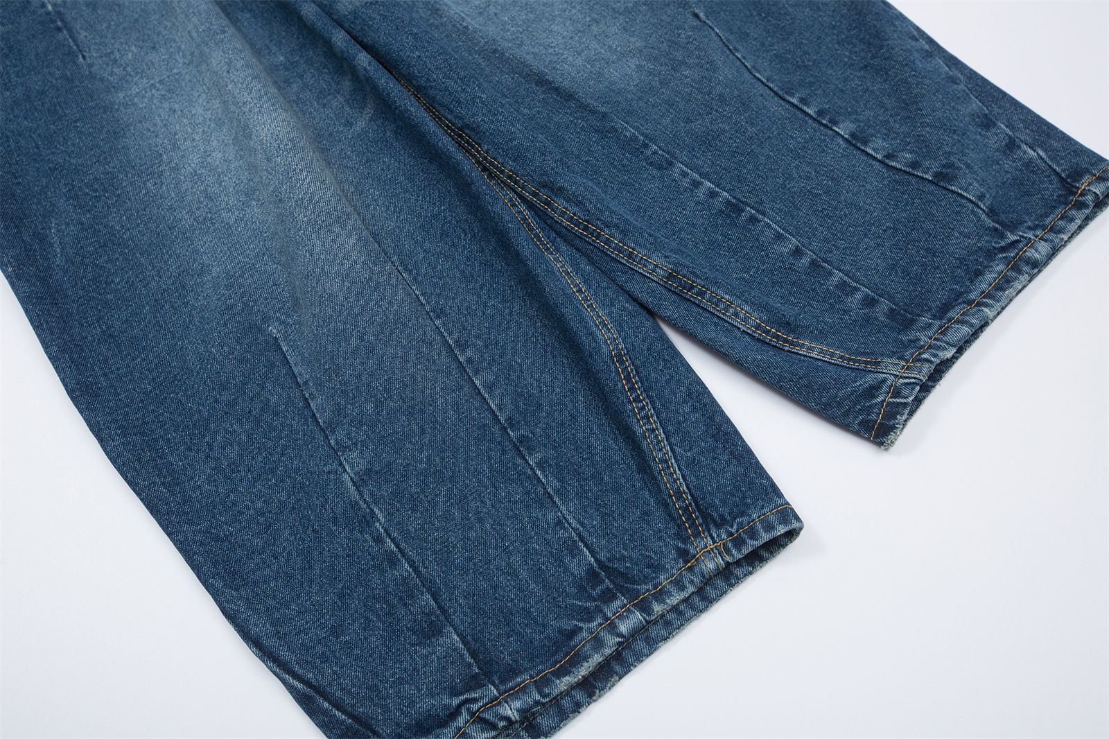 Vintage washed denim trousers