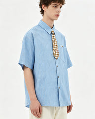 Casual striped short-sleeved shirt